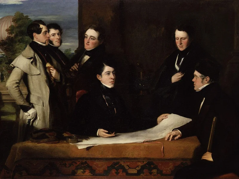 1798-John Hollins - Una consultazione precedente al viaggio aereo verso Weilburgh, 1836
